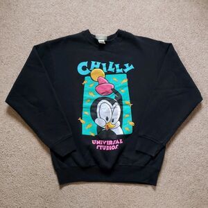 Vtg USA Made Rare 1997 Chilly Willy Universal Studios Crewneck Sweater Black Med